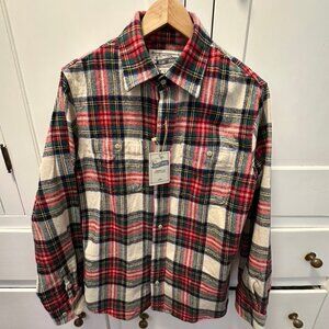 Schott Flannel shirt (red/green/cream plaid) (M)